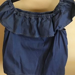 denim off the shoulder top